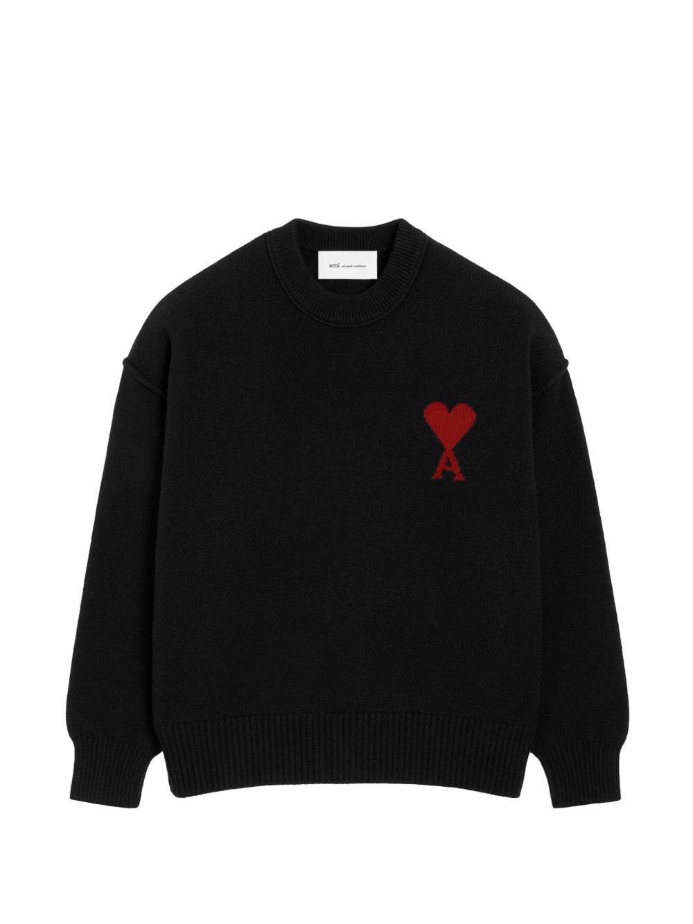 Ami Alexandre Mattiussi Ami Paris Ami De Coeur Wool Crewneck Sweater In Black