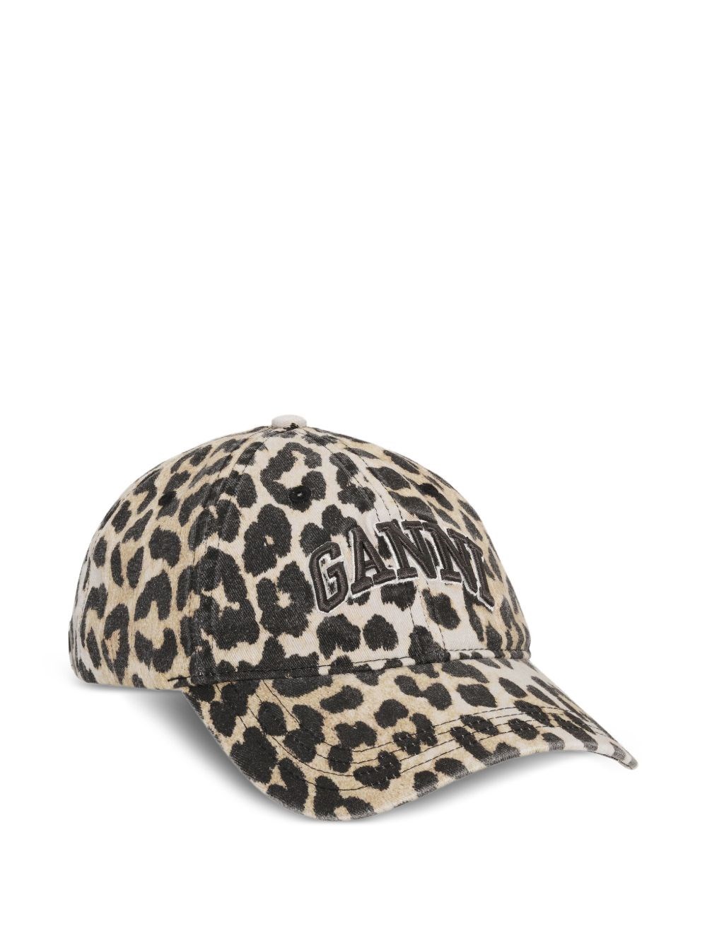Ganni Women's Washed Canvas Cap In Leopard, Cotton - Image 3