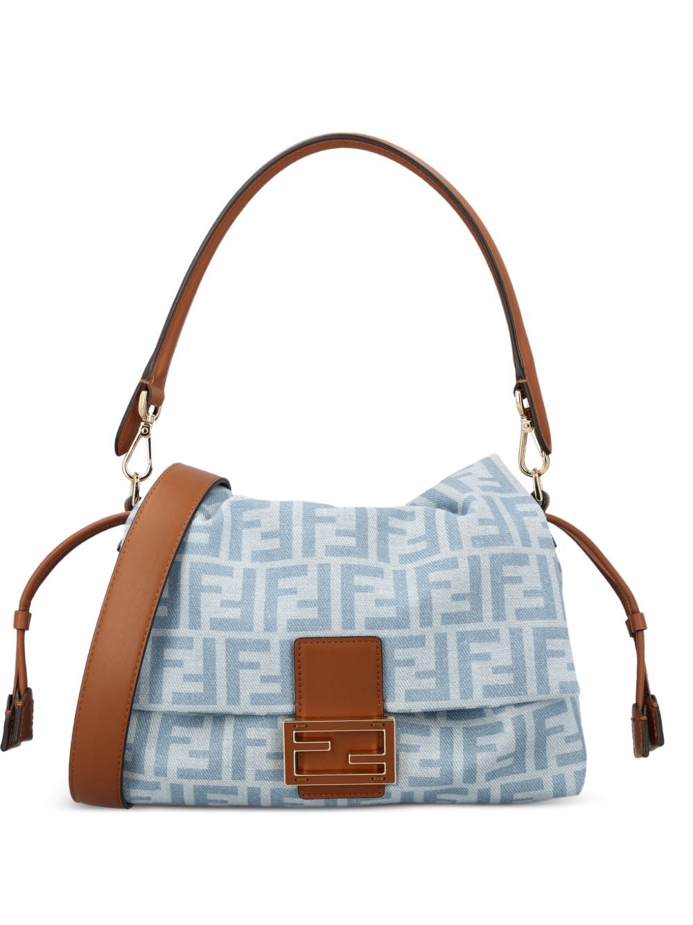 Fendi Mamma Baguette Ff Denim Shoulder Bag
