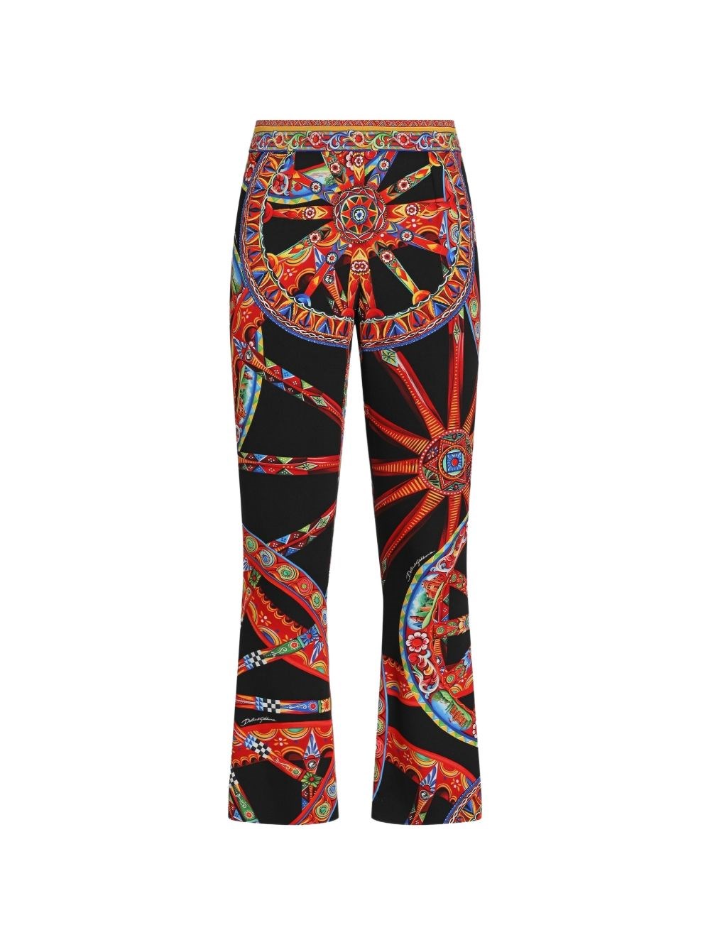 Dolce & Gabbana Pantaloni In Seta Con Stampa Carretti