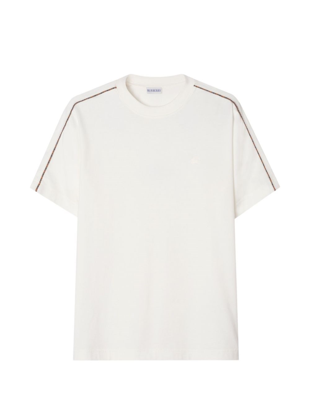 T-shirt in cotone con profili Check bianco gesso