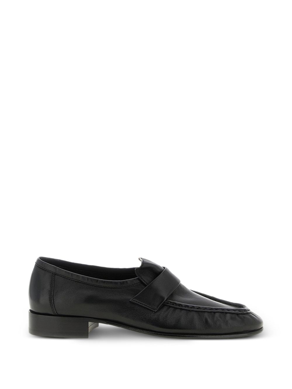 The Row Soft Leather Loafers In Black