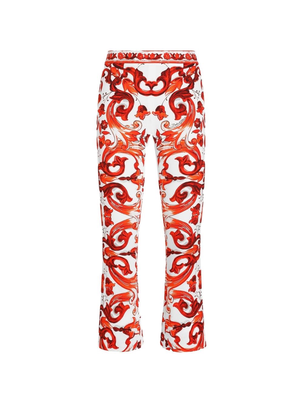 Dolce & Gabbana Maiolica Print Silk Trousers