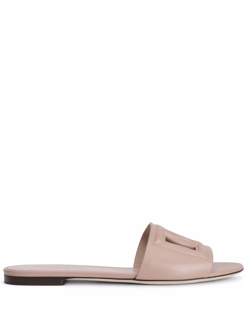 Dolce & Gabbana Sandali Flat In Pelle Dg Logo