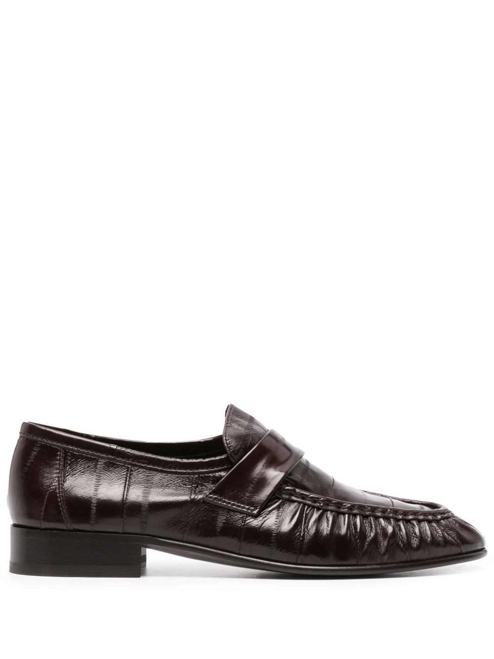 The Row Soft Leather Loafers In Brown