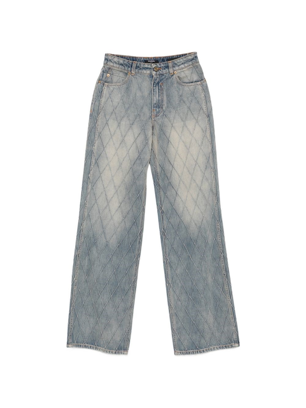 Balmain Quilted Cotton Jeans — Light Blue