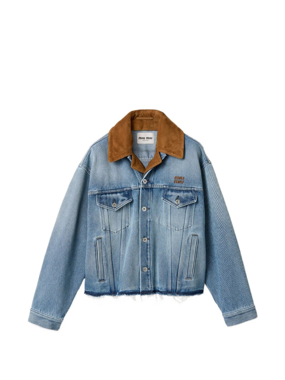 Miu Miu Denim And Leather Blouson Jacket