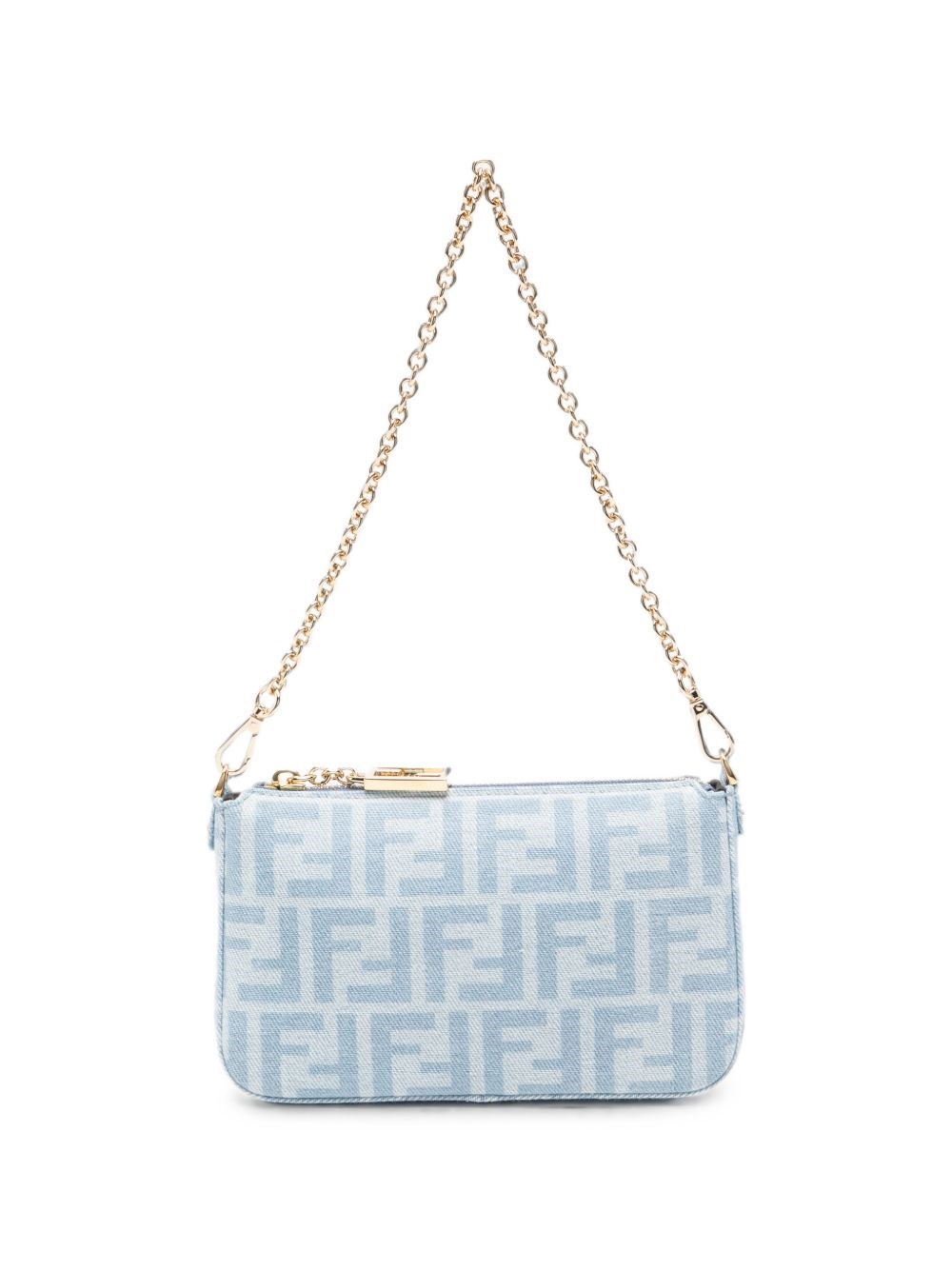 Fendi Baguette Denim Pouch In Blue