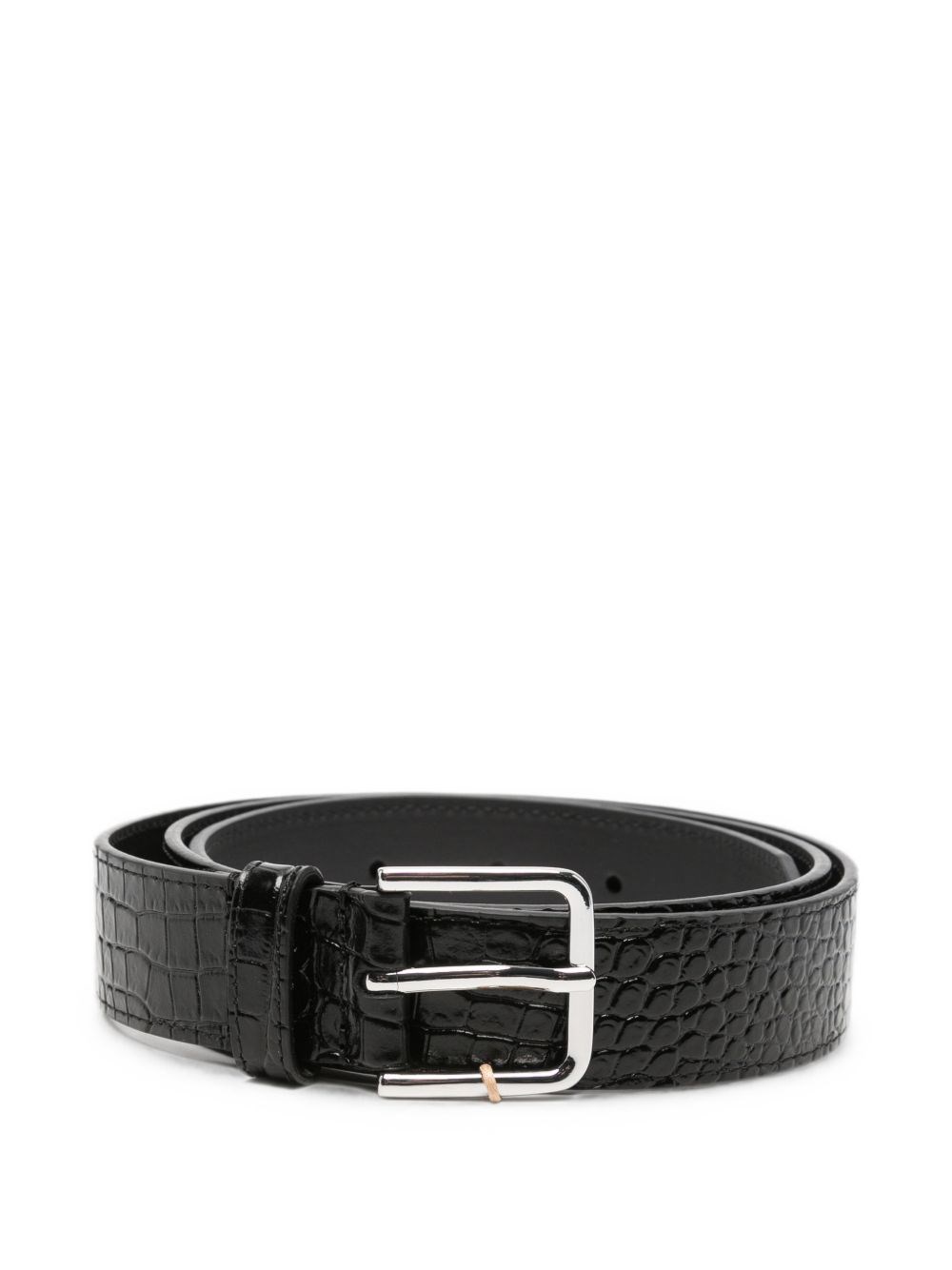 032C Croc-Effect Leather Belt — Black