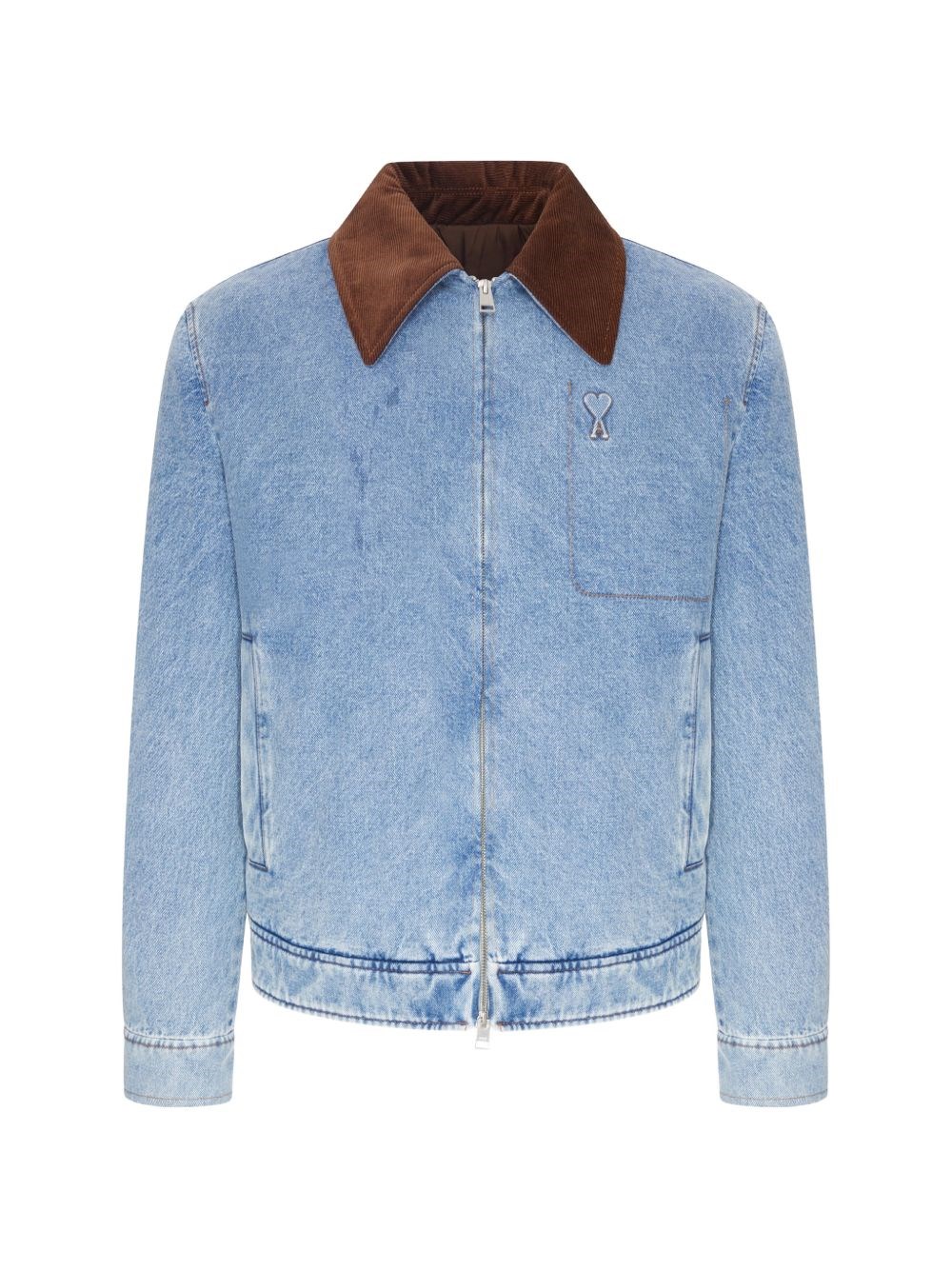 Blaue Ami de Coeur Denimjacke mit verwaschenem Effekt
