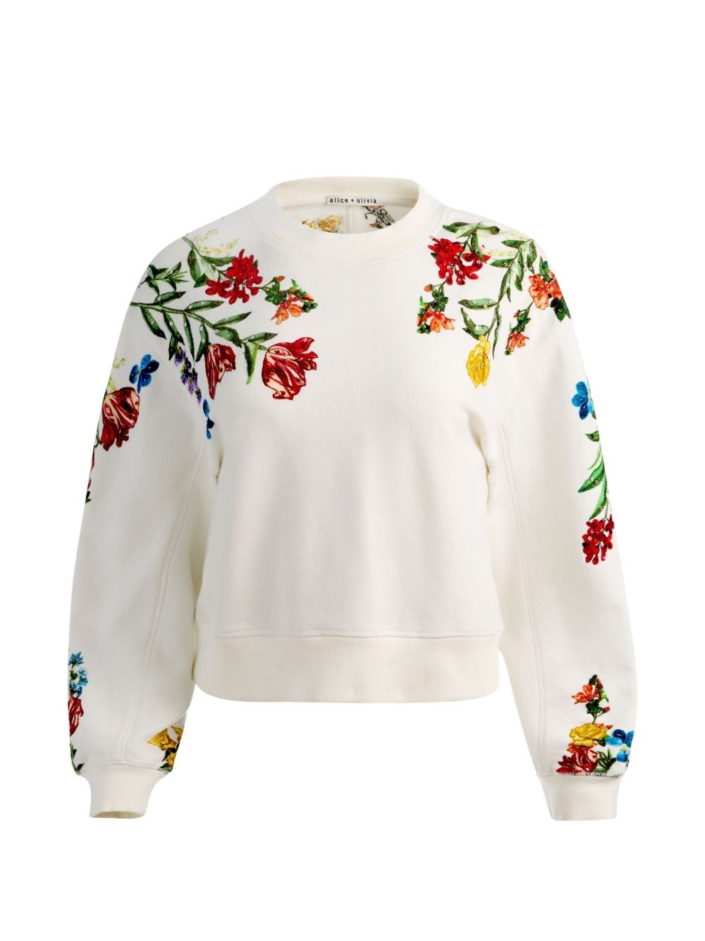 ALICE+OLIVIA Embroidered Cotton Sweatshirt