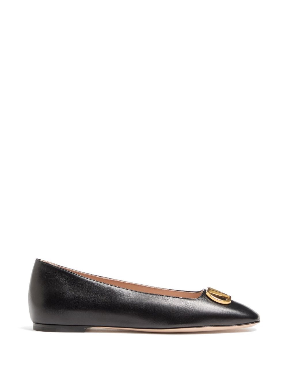Valentino Garavani Vlogo Signature Leather Ballet Flats