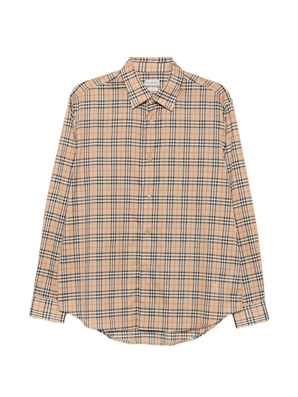 Camicia in cotone beige motivo Check