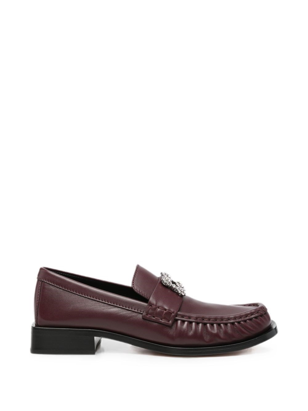 Roger Vivier Viv Moc Strass Leather Loafers