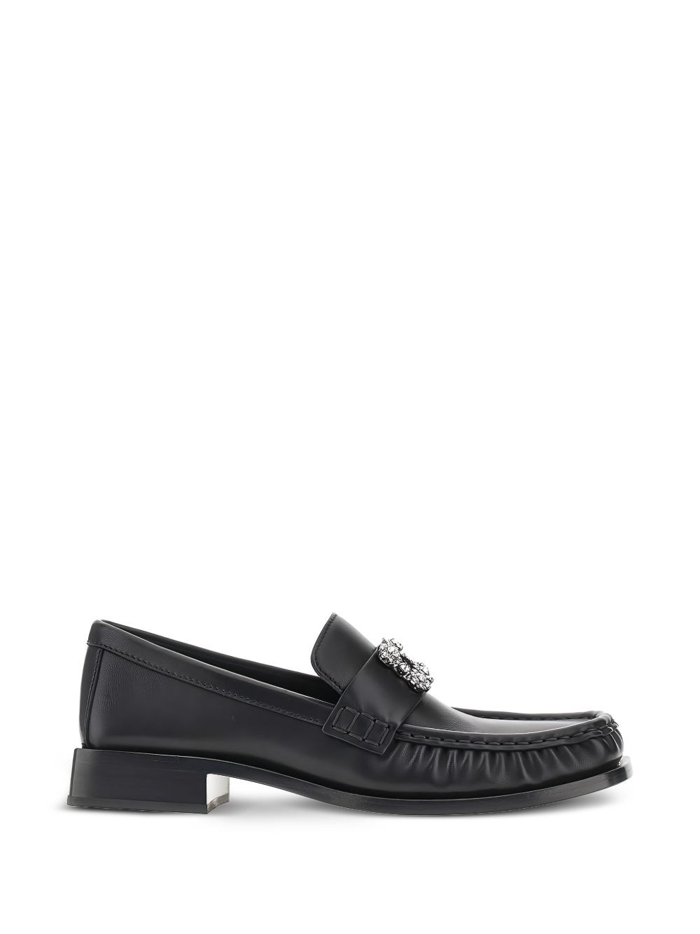 Roger Vivier Viv Moc Strass Leather Loafers