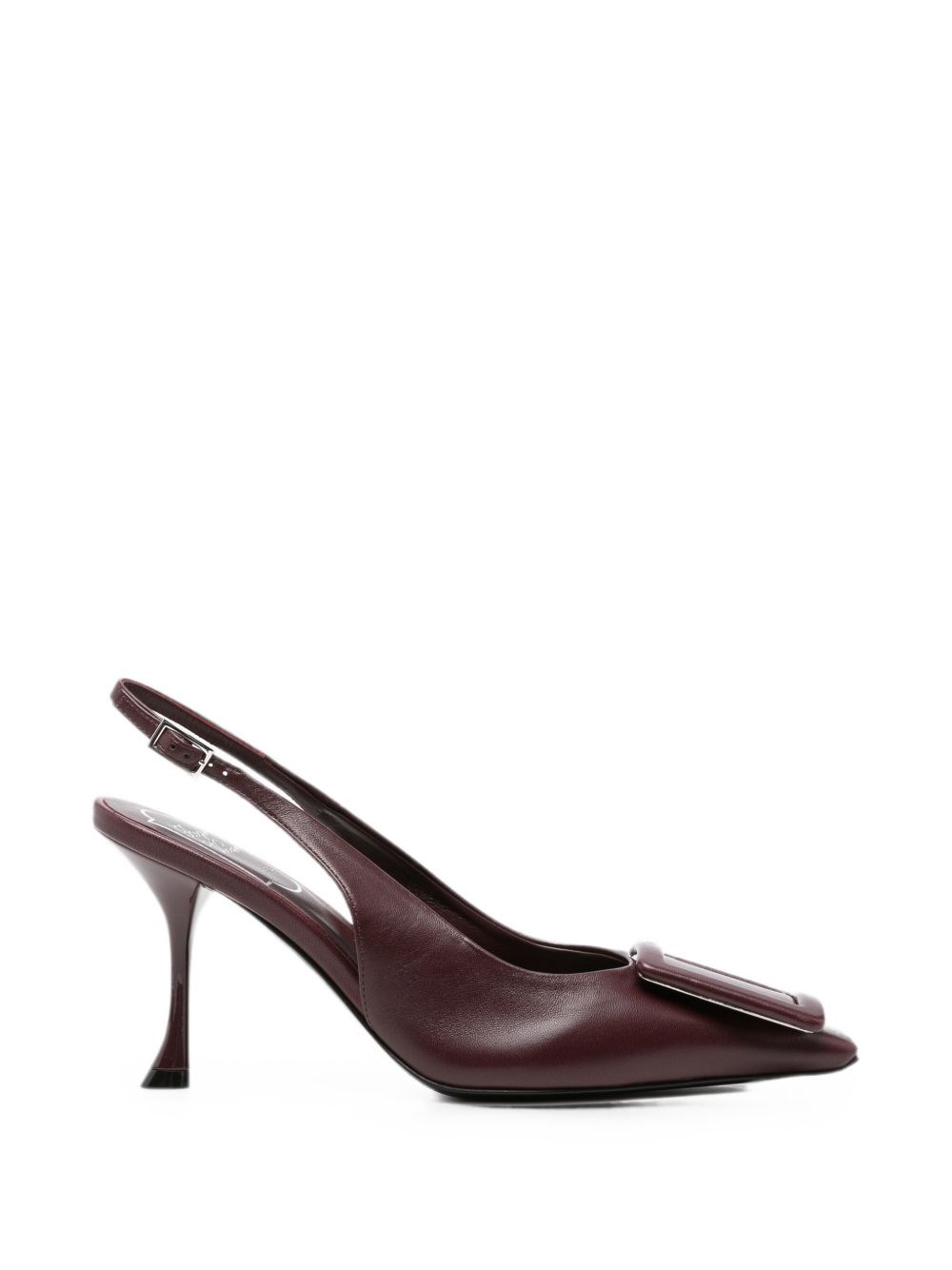 Roger Vivier Pointed-Toe Leather Slingback Pump — Red
