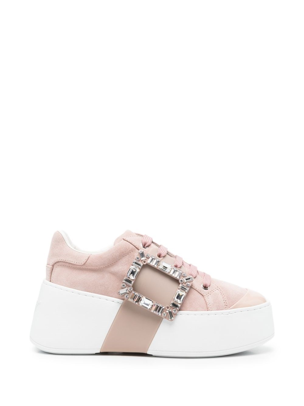 Roger Vivier Viv Skate High Strass Leather Sneakers