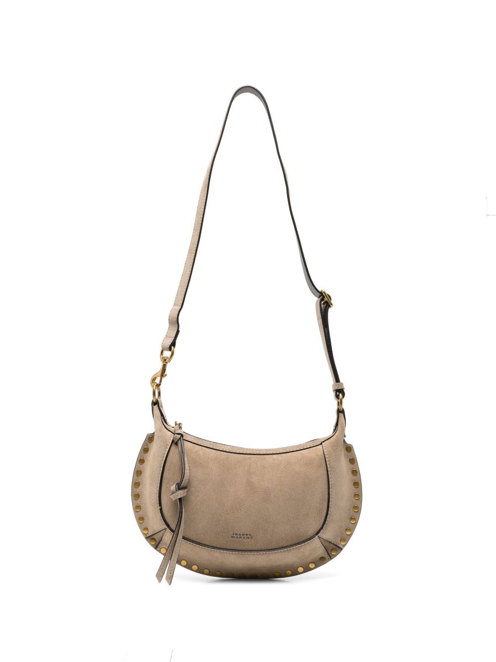 Oskan Moon Schultertasche aus Veloursleder in Smoky Taupe