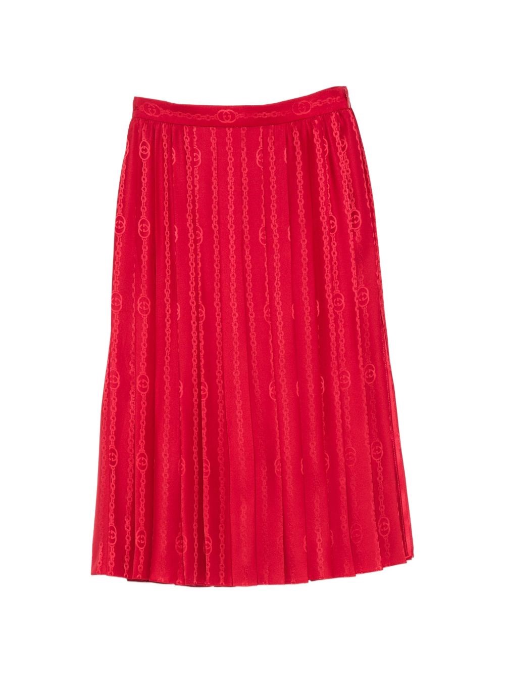 Gucci Pleated Silk Skirt — Red