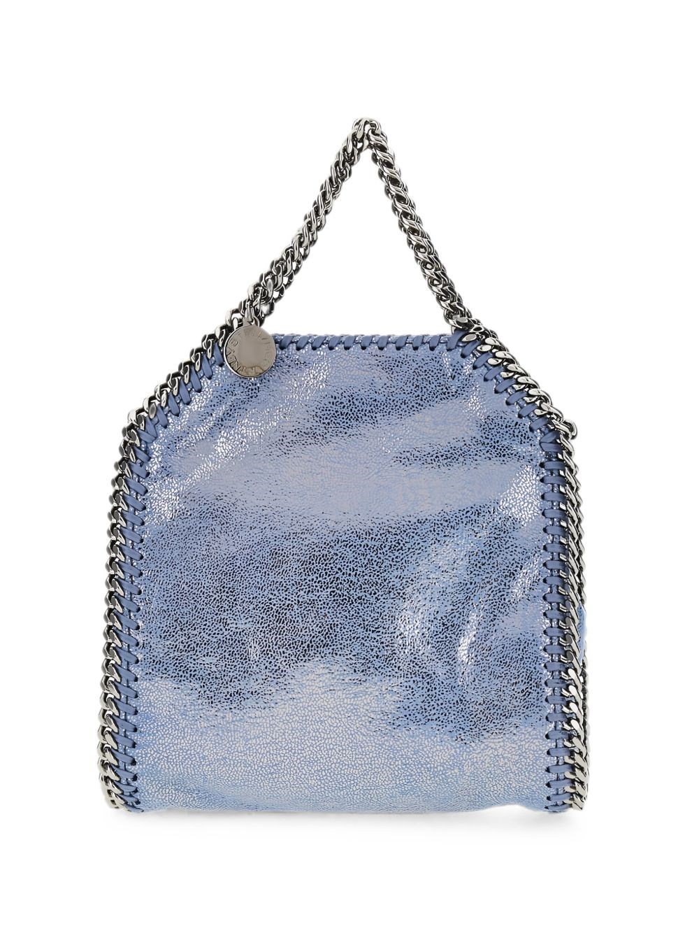 Borsa Tote micro Falabella color denim effetto metallizzato
