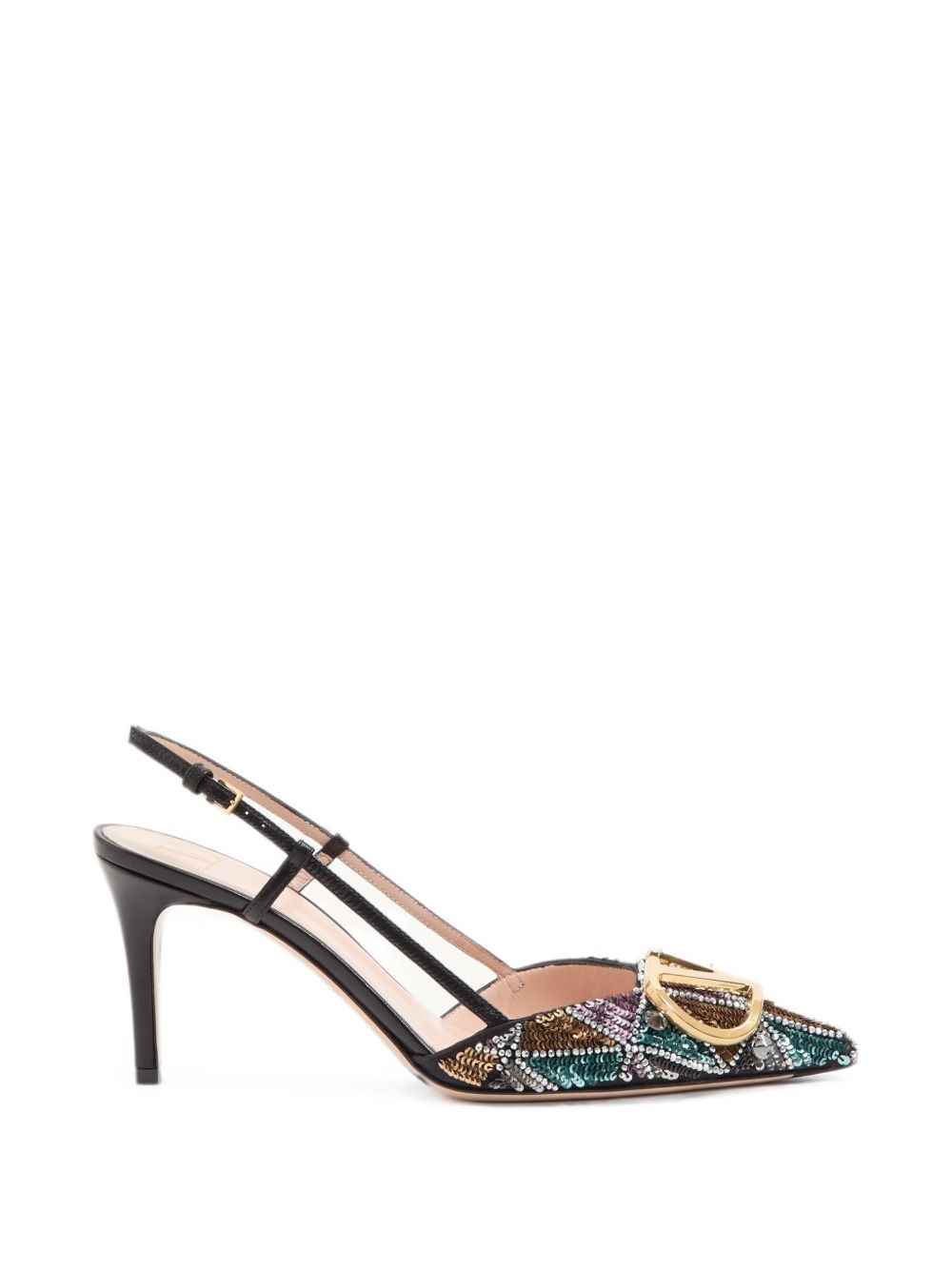 Valentino Garavani Vlogo Signature Embroidered Slingback Pumps