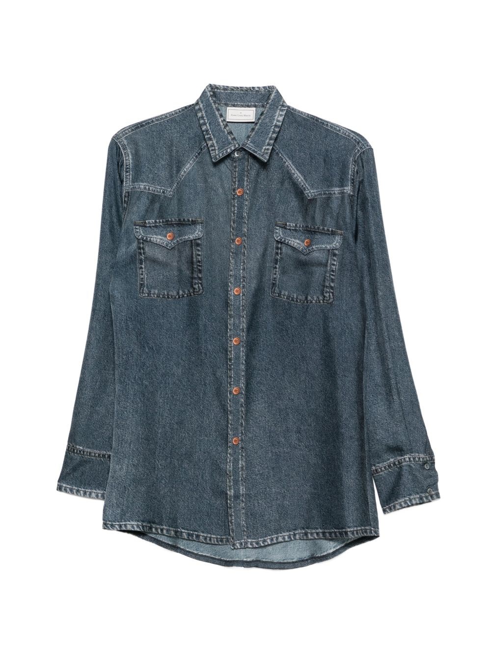 Pierre Louis Mascia Camicia In Seta Con Stampa Denim