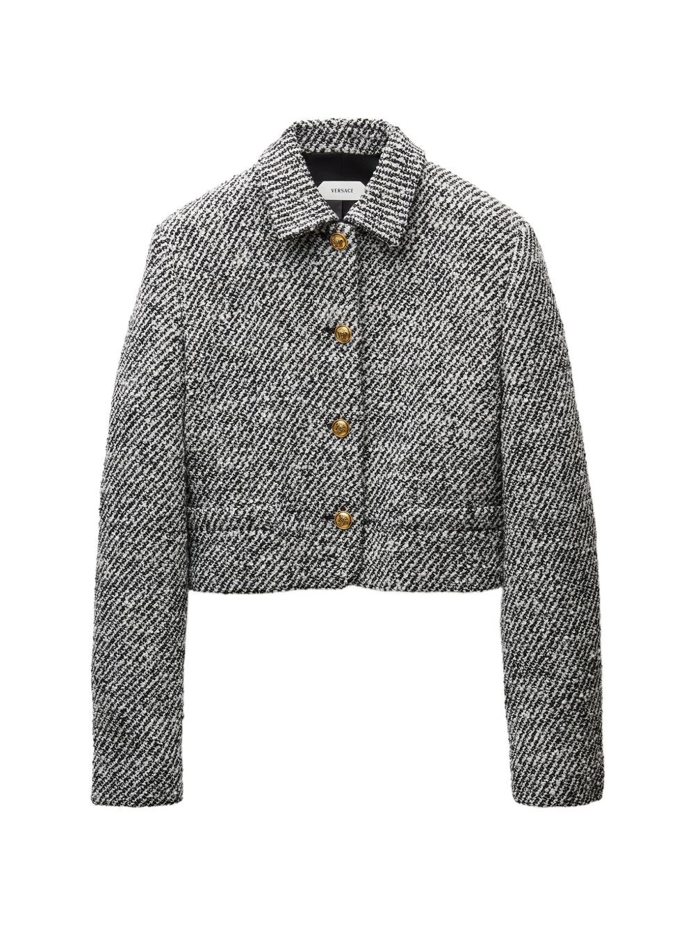 VERSACE Bouclé Wool Blend Blouson Jacket