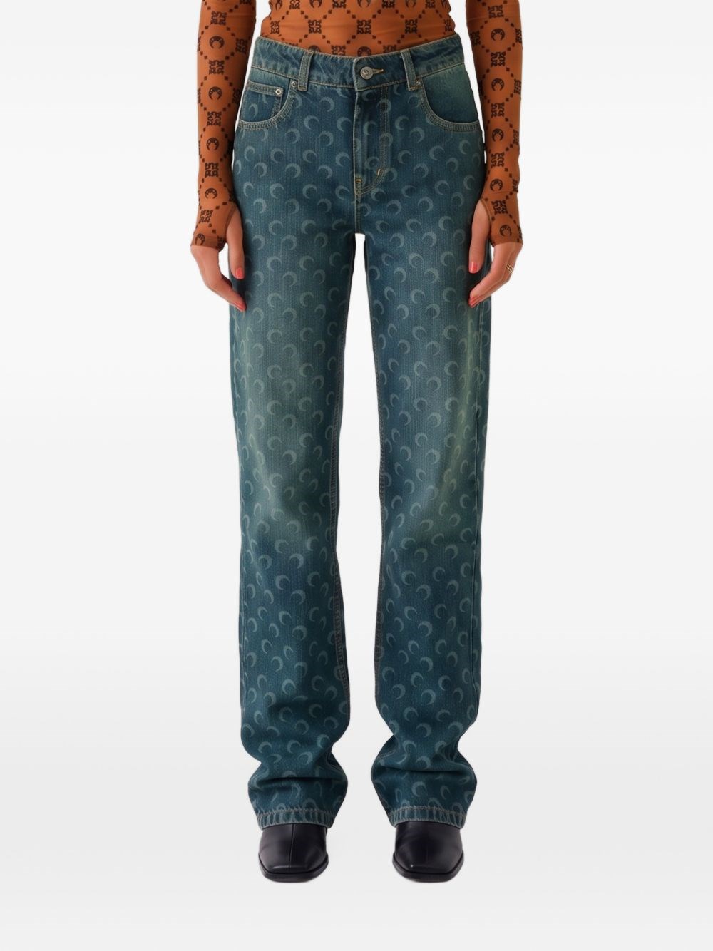 MARINE SERRE Moon Print Denim Jeans MARINE SERRE Moon Print Denim Jeans