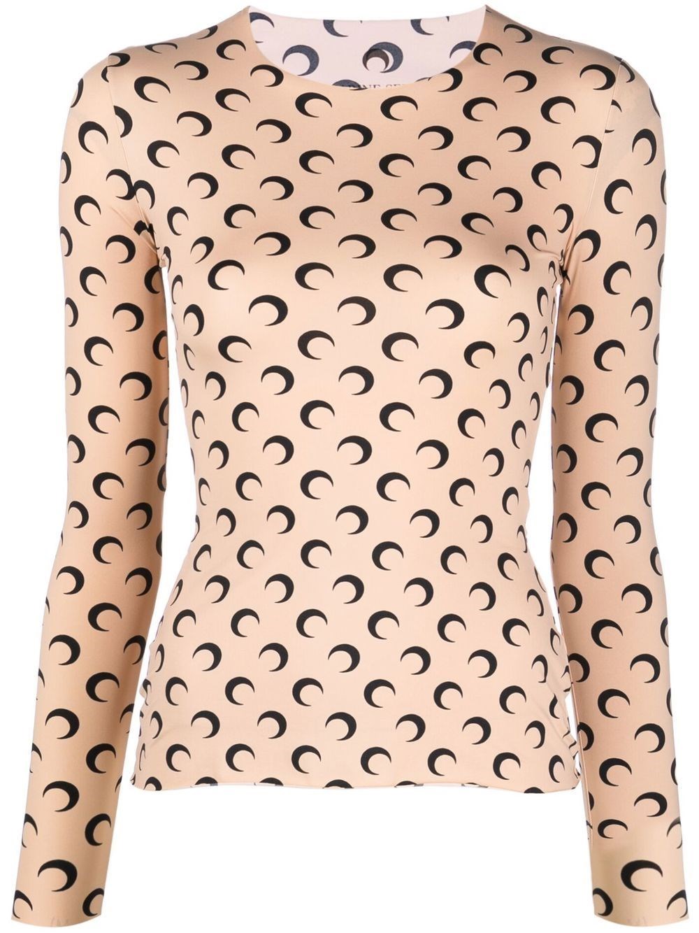 MARINE SERRE | Beige top with Crescent Moon print | female | L