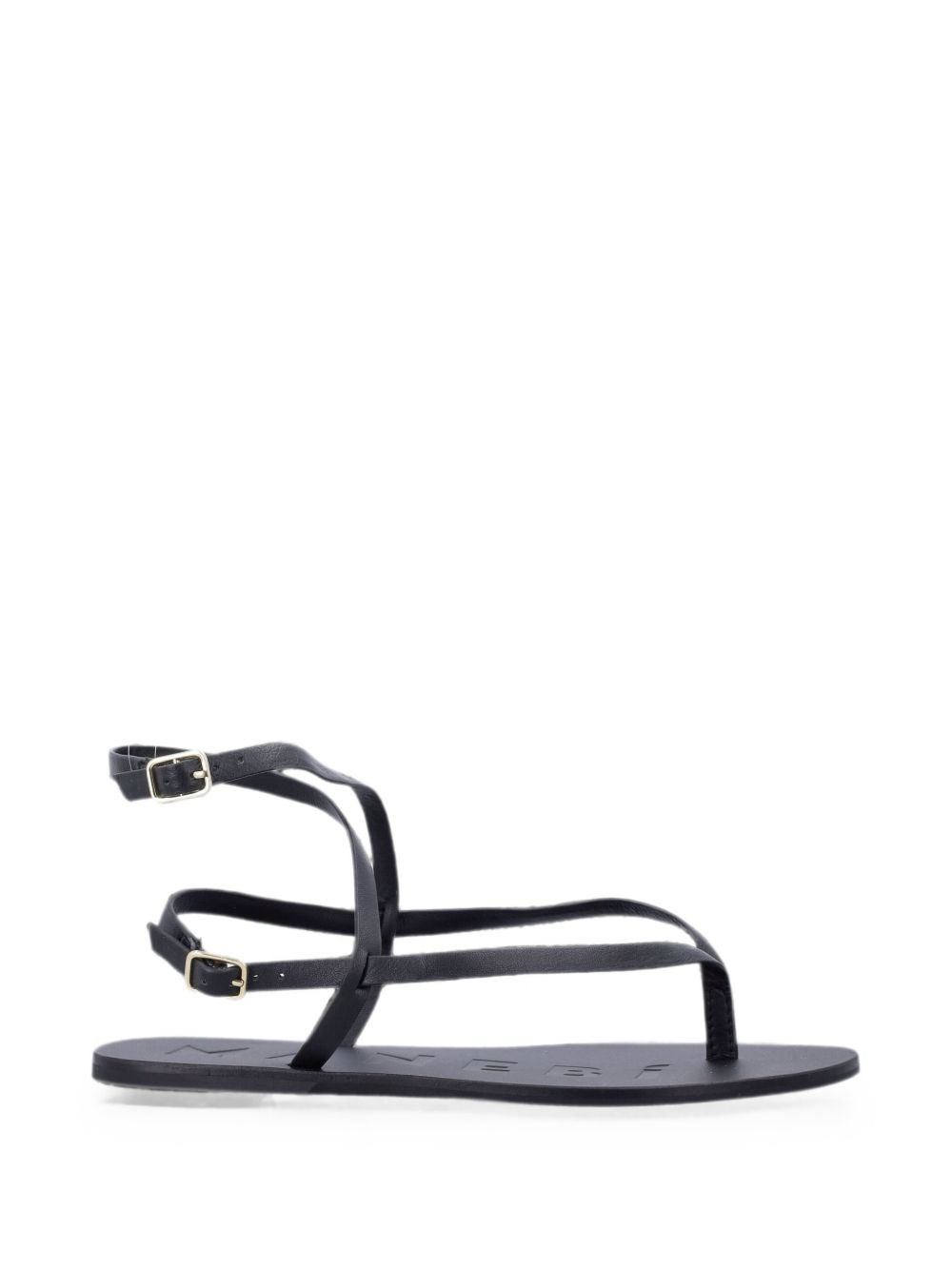 Sandales crossover en cuir lisse noir