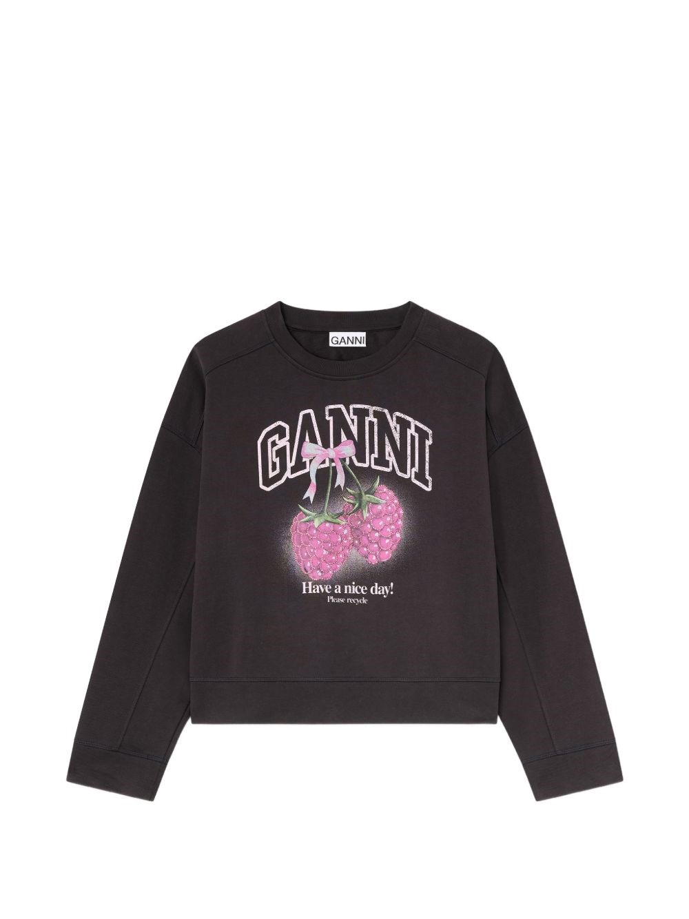 Ganni Organic Cotton Graphic Sweatshirt — Gray