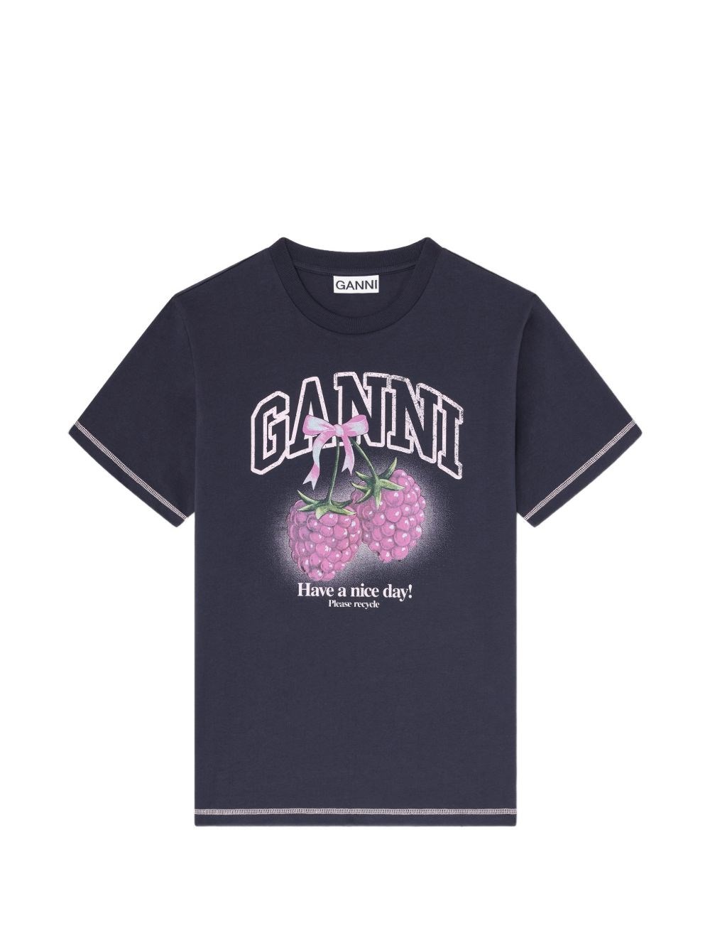 GANNI Raspberry Cotton T-Shirt　GANNI ラズベリーコットン Tシャツ GANNI