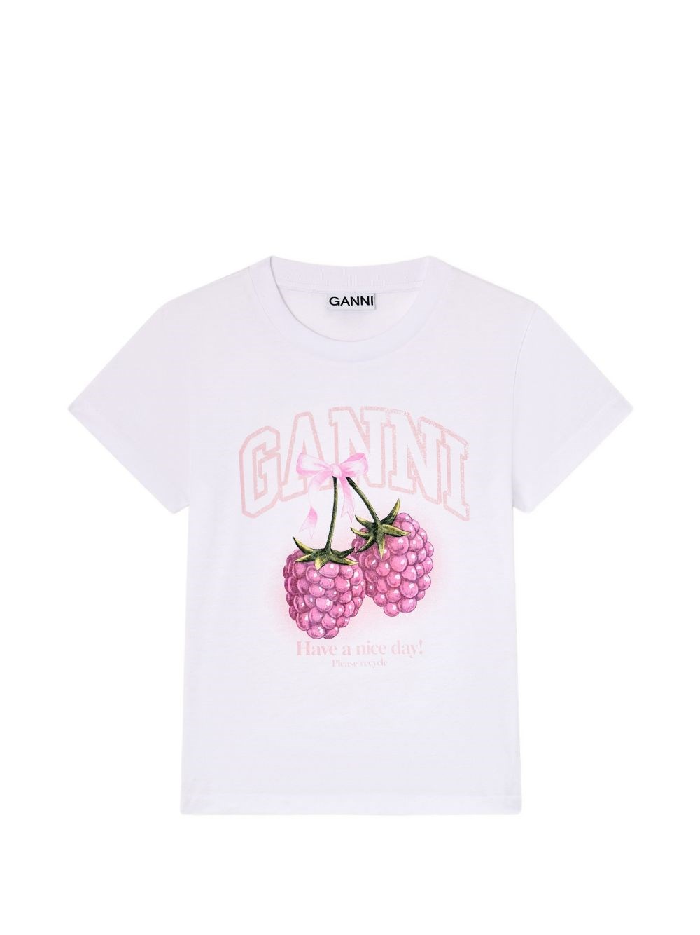GANNI Raspberry Cotton T-Shirt