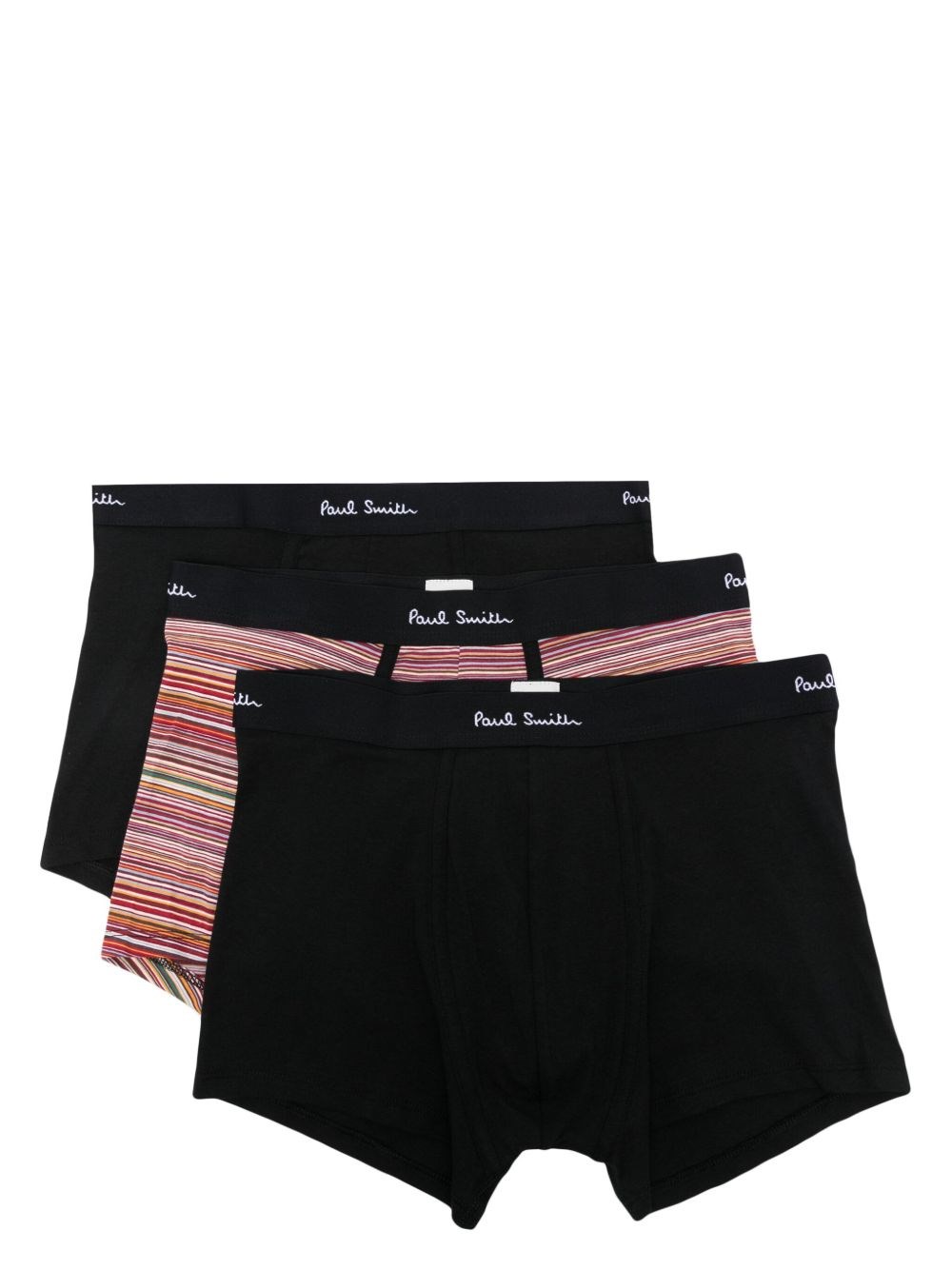 Paul Smith Organic-Cotton Black Mixed Stripe Boxer Briefs Three Pack