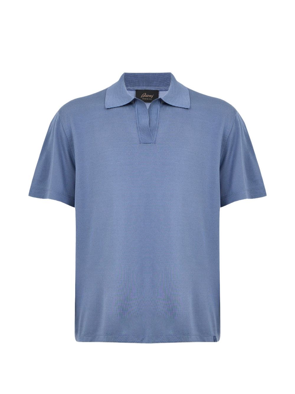 Brioni Silk Polo Shirt In Blue