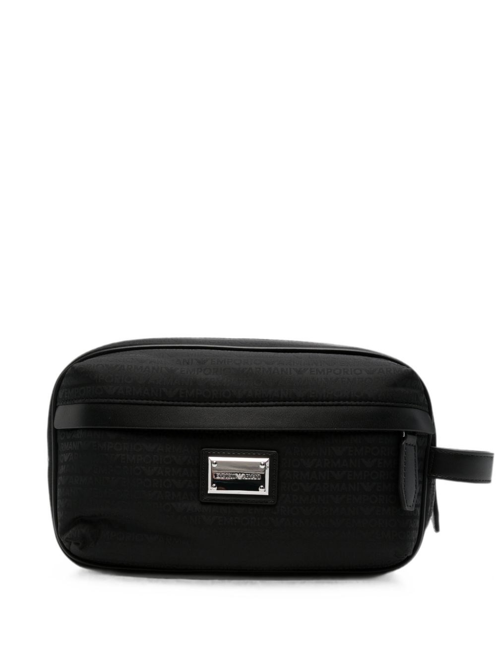 Emporio Armani Logo-Pattern Jacquard Clutch — Black