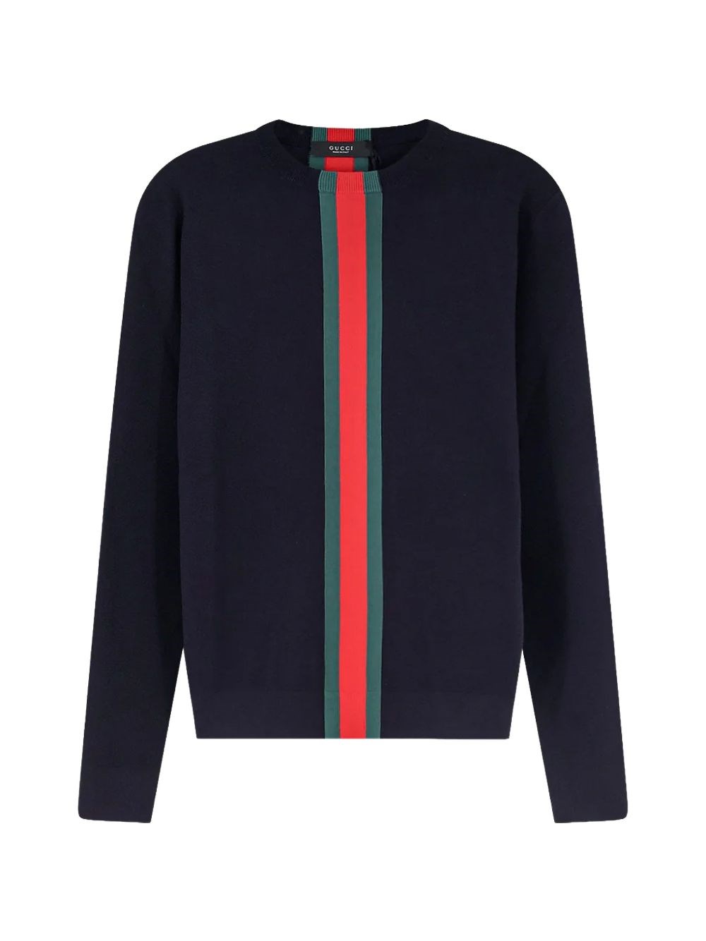 Gucci Logo-Striped Crew Neck Sweater — Black