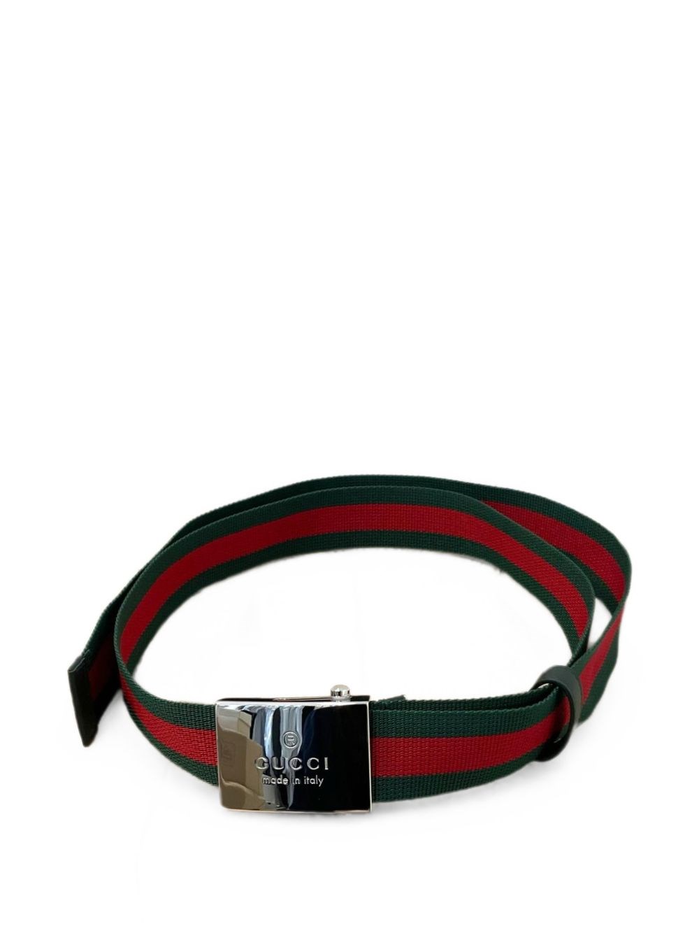 Gucci Web Striped Canvas Belt — Green