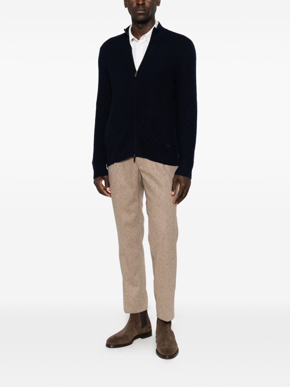 Emporio Armani Wool Zipped Cardigan