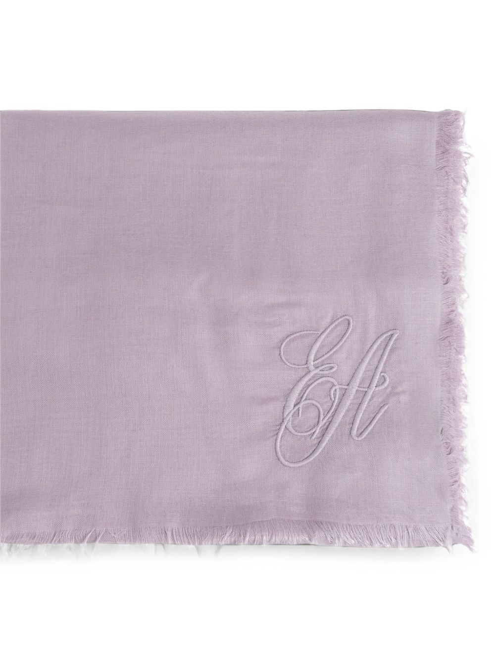 Emporio Armani Purple Stole In Modal And Cashmere With Embroidery And Fringe - Image 3
