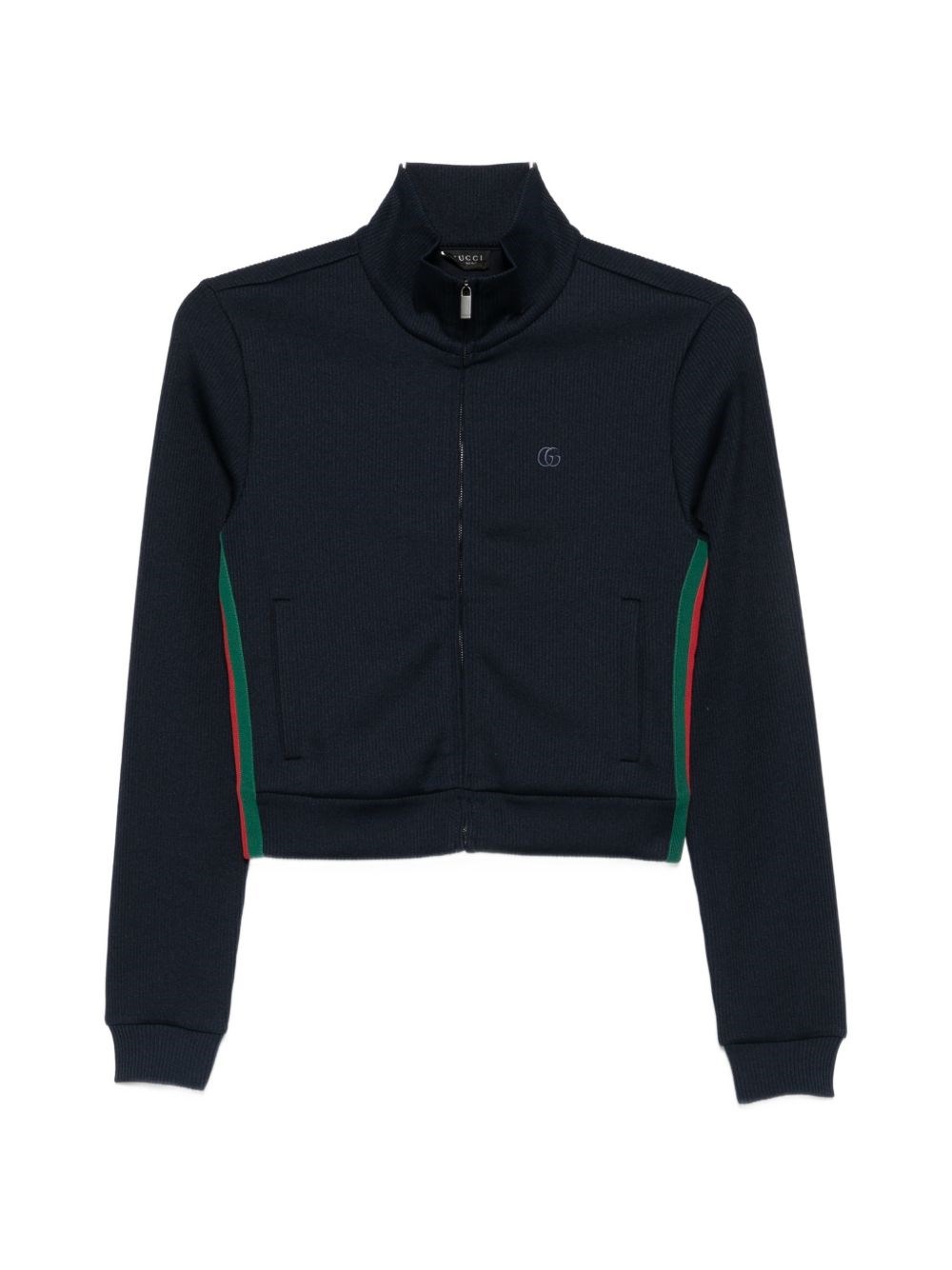 Blaue Sweatjacke mit Reißverschluss aus geripptem Baumwolljersey