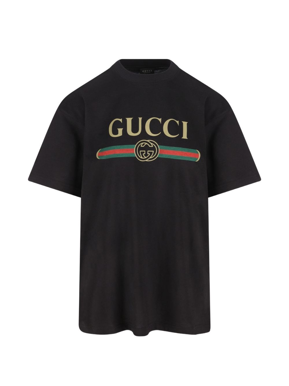 T-shirt in jersey cotone e seta con stampa logo
