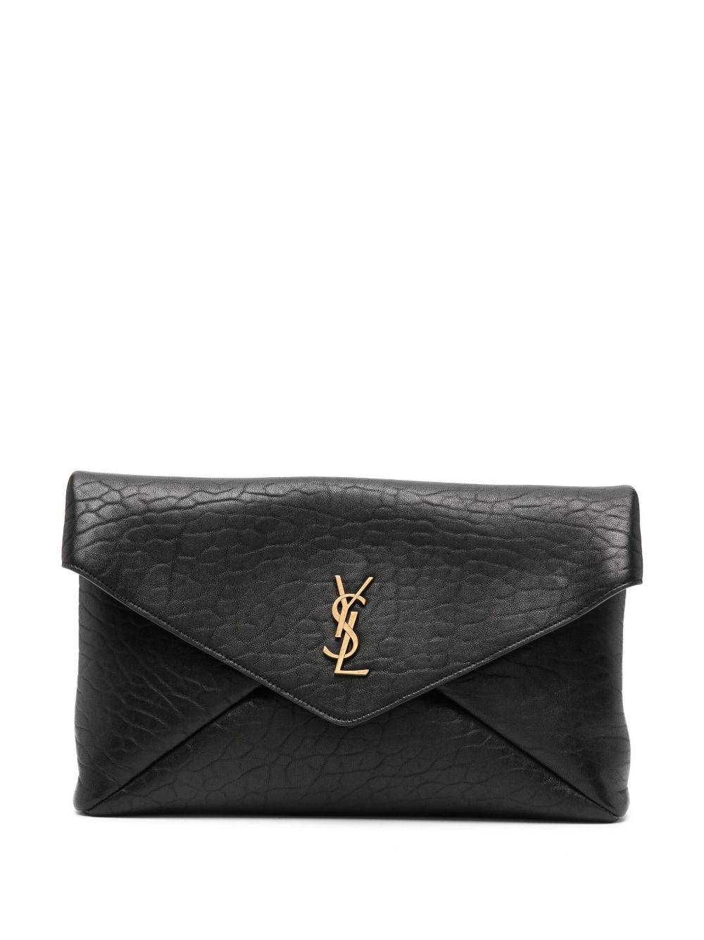 YSL Women's Black Cassandre Large Envelope Pouch In Lambskin - Image 3