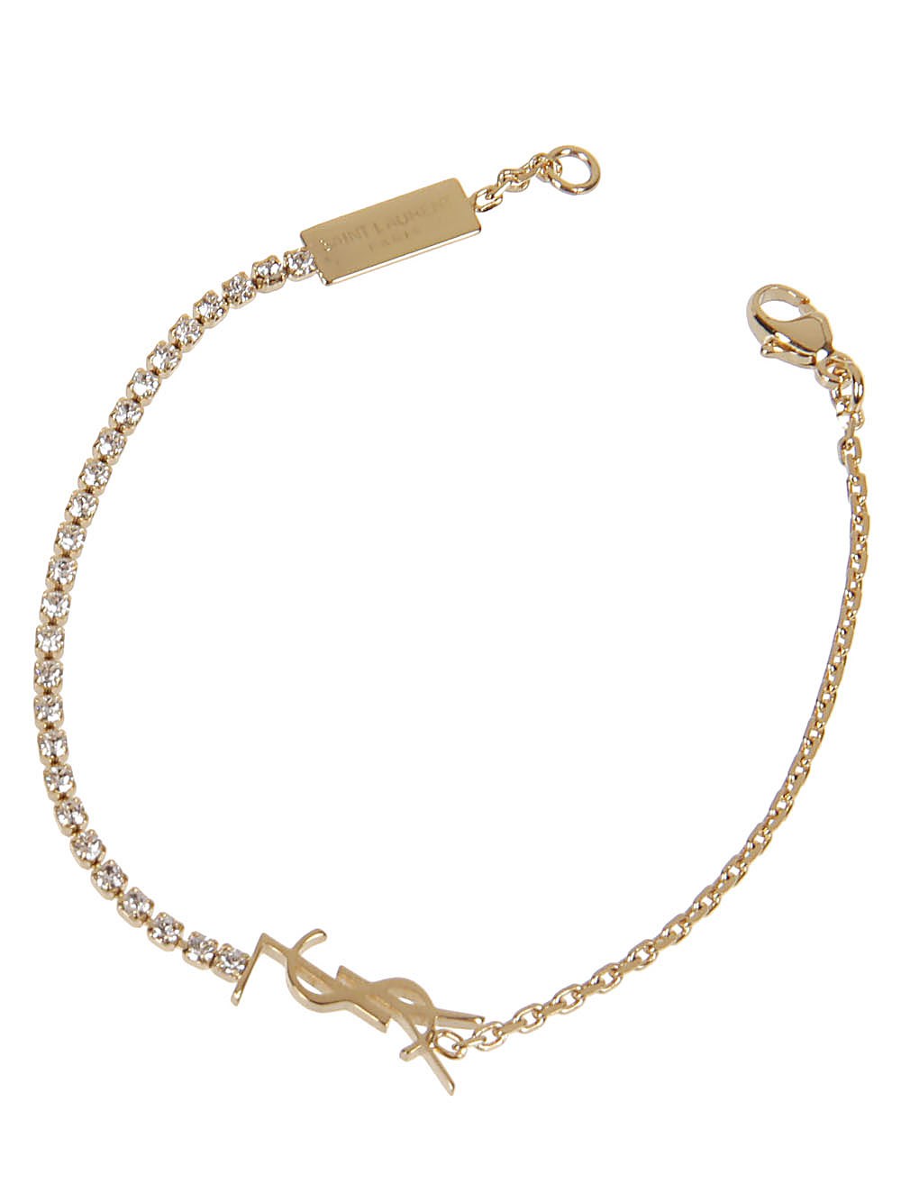 Saint Laurent Cassandre Charm Bracelet - Dore/Crystal - Medium - Image 3