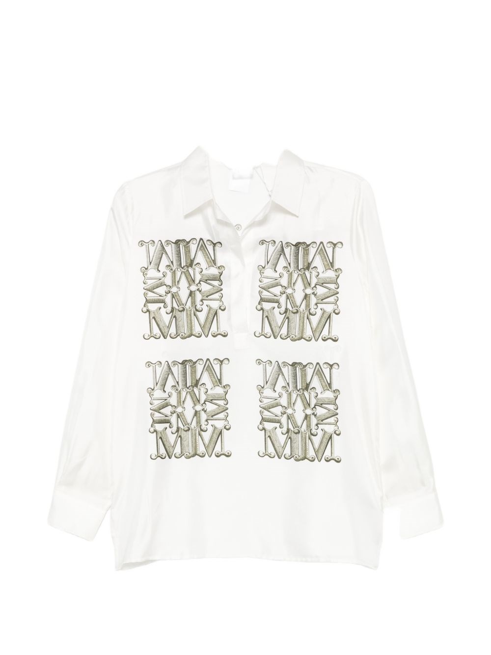Max Mara Camicia In Seta Con Stampa Logo
