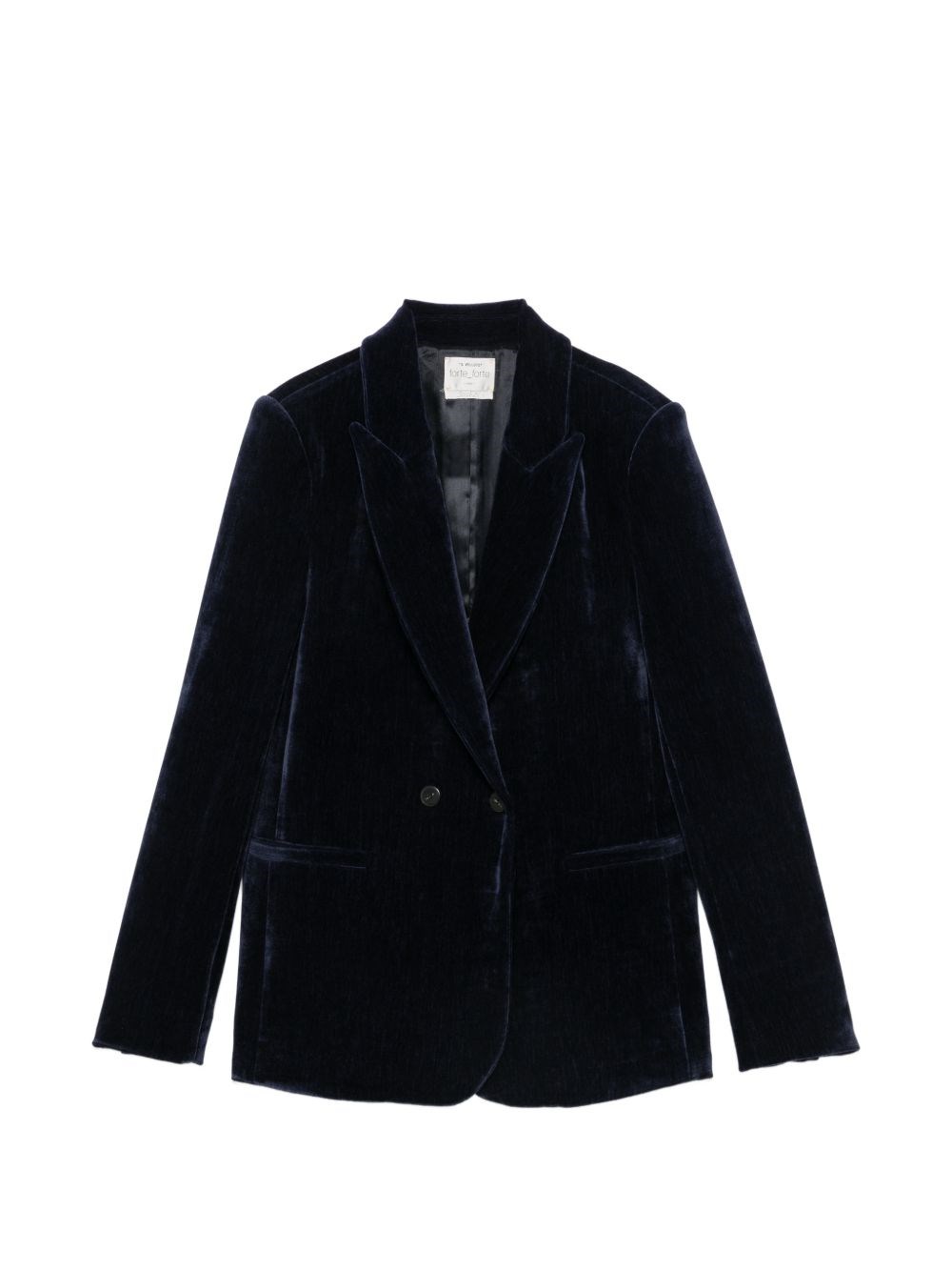 Forte Forte Velvet Double-Breasted Blazer — Navy