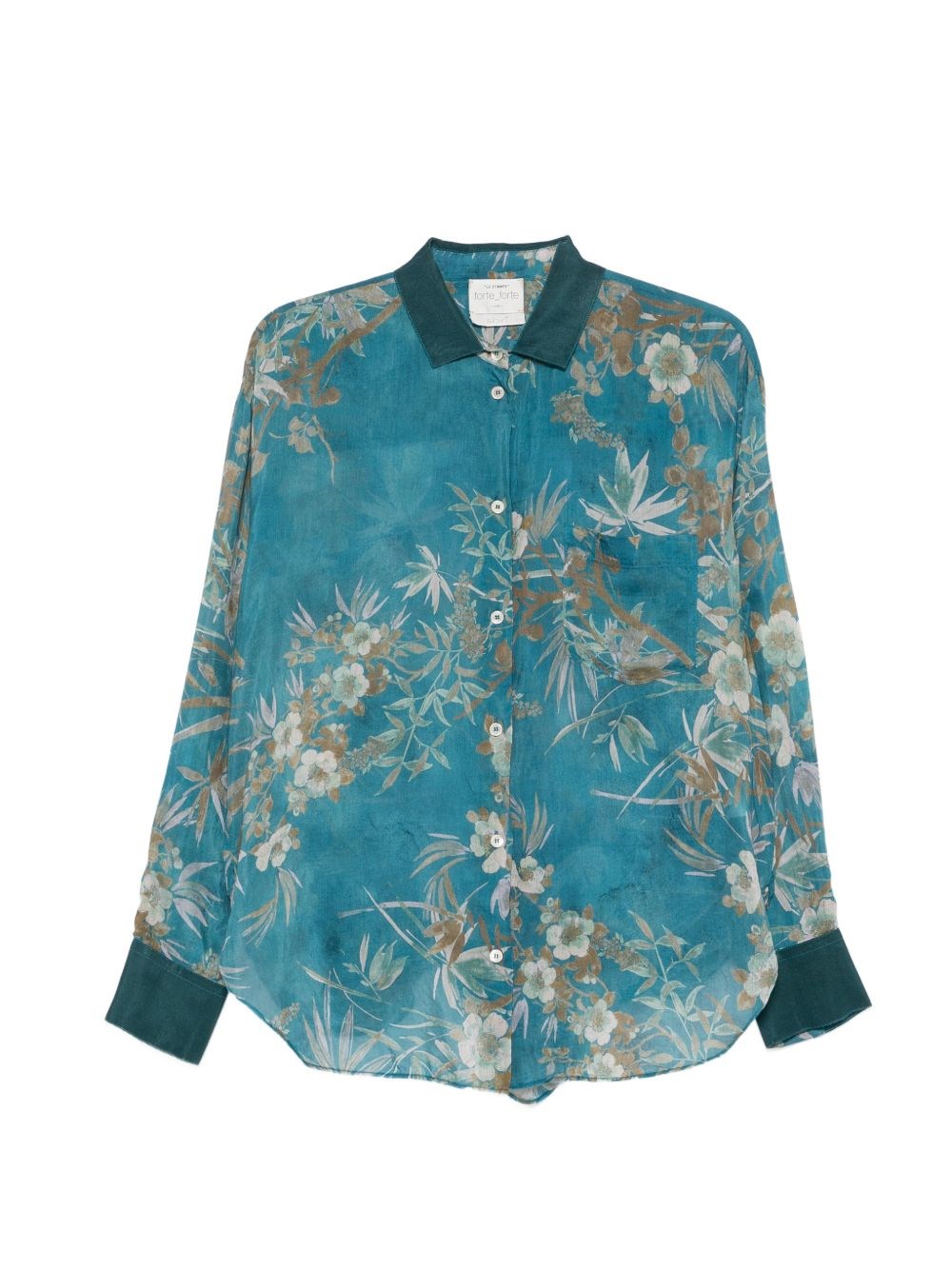 Forte Forte Cotton And Silk Printed Shirt In Green