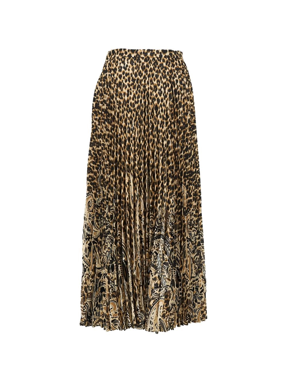 Etro Mixed Print Pleated Skirt — Brown