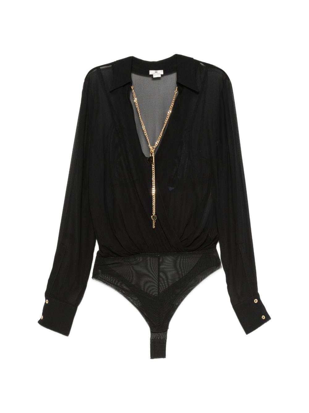 Elisabetta Franchi Wrap-Style Long-Sleeve Bodysuit
