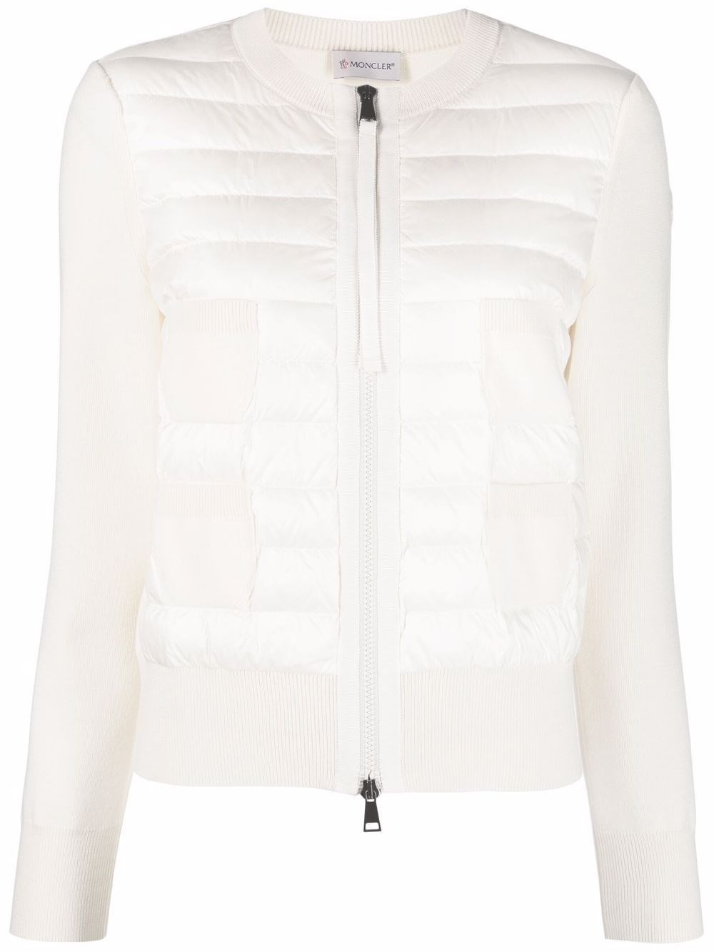 Moncler Wool And Nylon Padded Cardigan In White